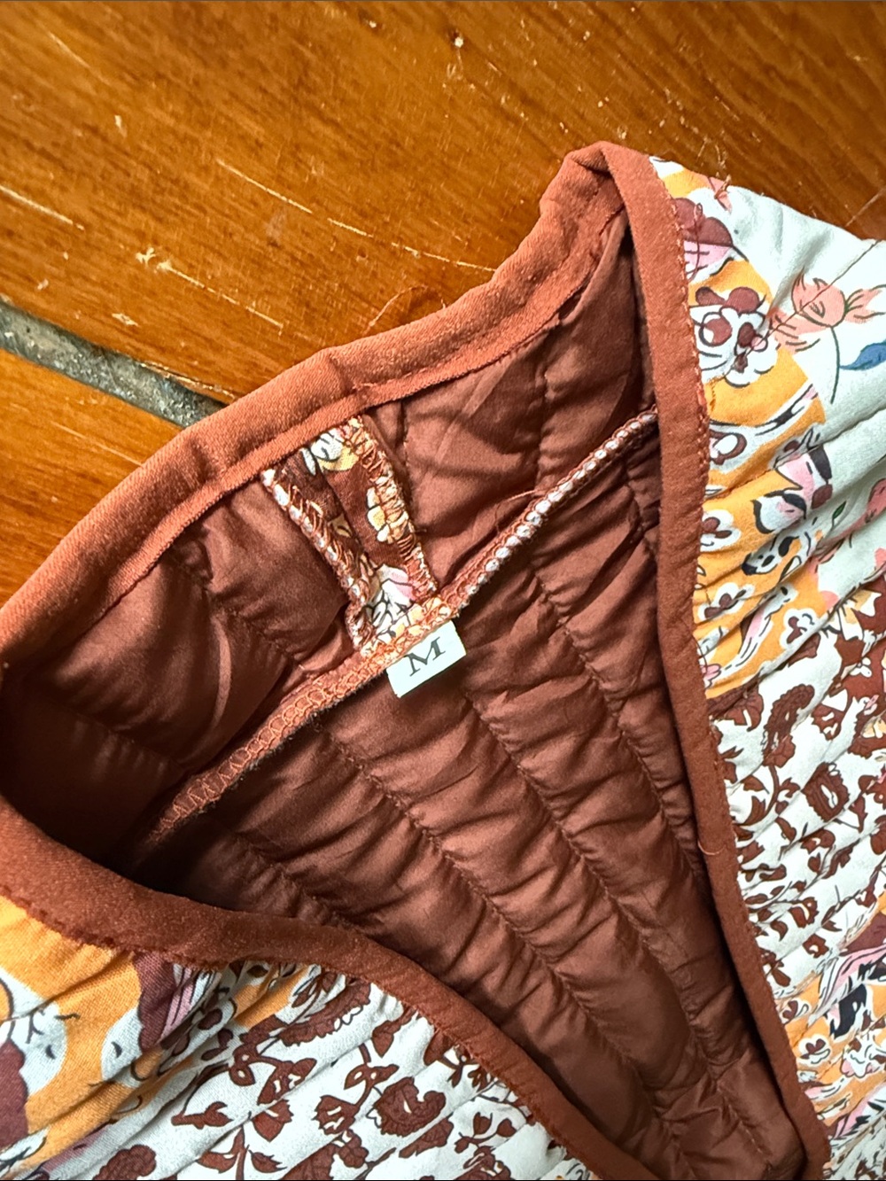 Floral Quilted Jacket in Rust & Light Blue - Picture 2 of 5
